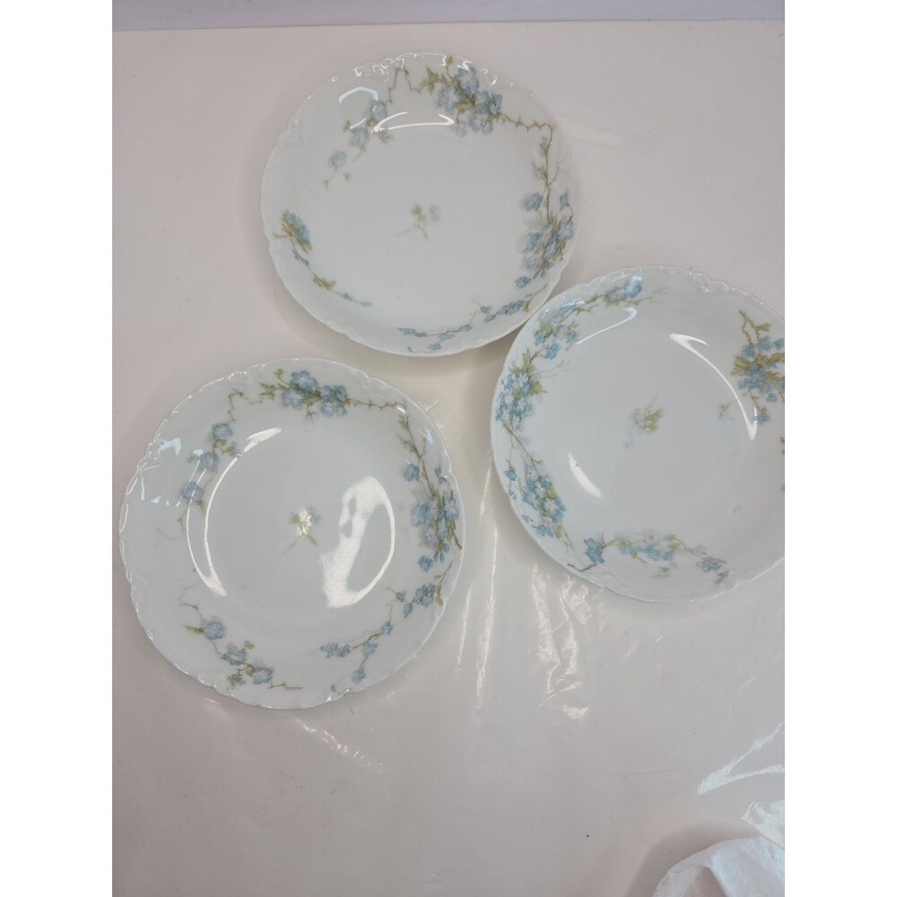 Antq Haviland & Co Limoges France 5" Sauce Plates Schleiger 248B Forget Me Nots